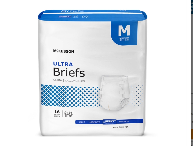 Incontinence Brief McKesson Ultra Adult Medium Unisex Disposable Heavy Absorbency Product Image